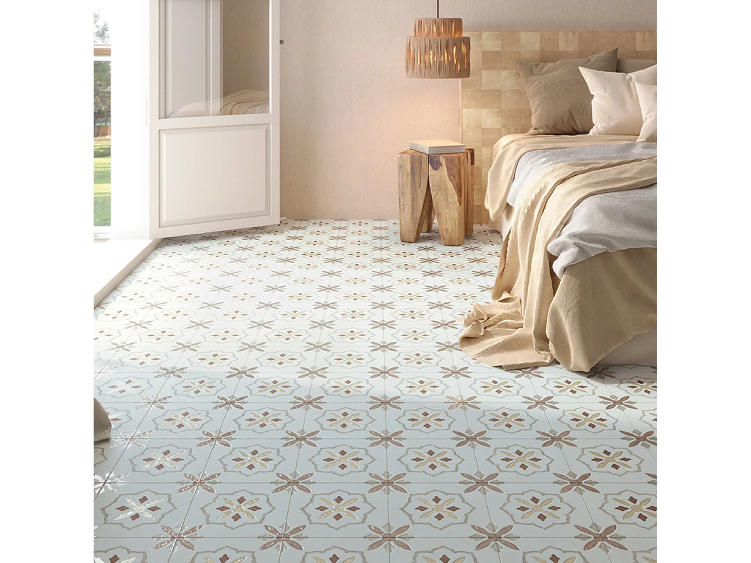 Carrelage effet Carreau ciment Moralis Terracotta 22,3x22,3x0,9 cm Levior - Sol et mur intérieur (vendu par carton de 0,65 m²) - RO'MA CARRELAGE