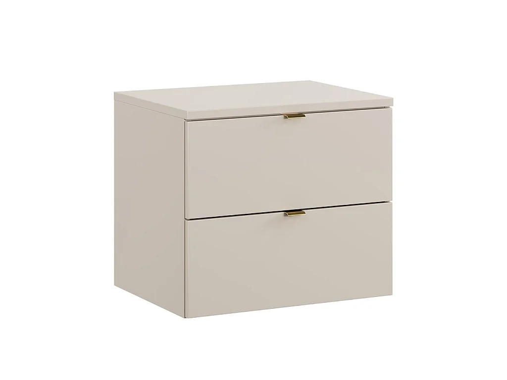Bathroom Vanity Unit 600mm Wall Cabinet with Worktop Floating 2 Drawer Cashmere Beige Modern Countertop Unit Slab Front Dalia