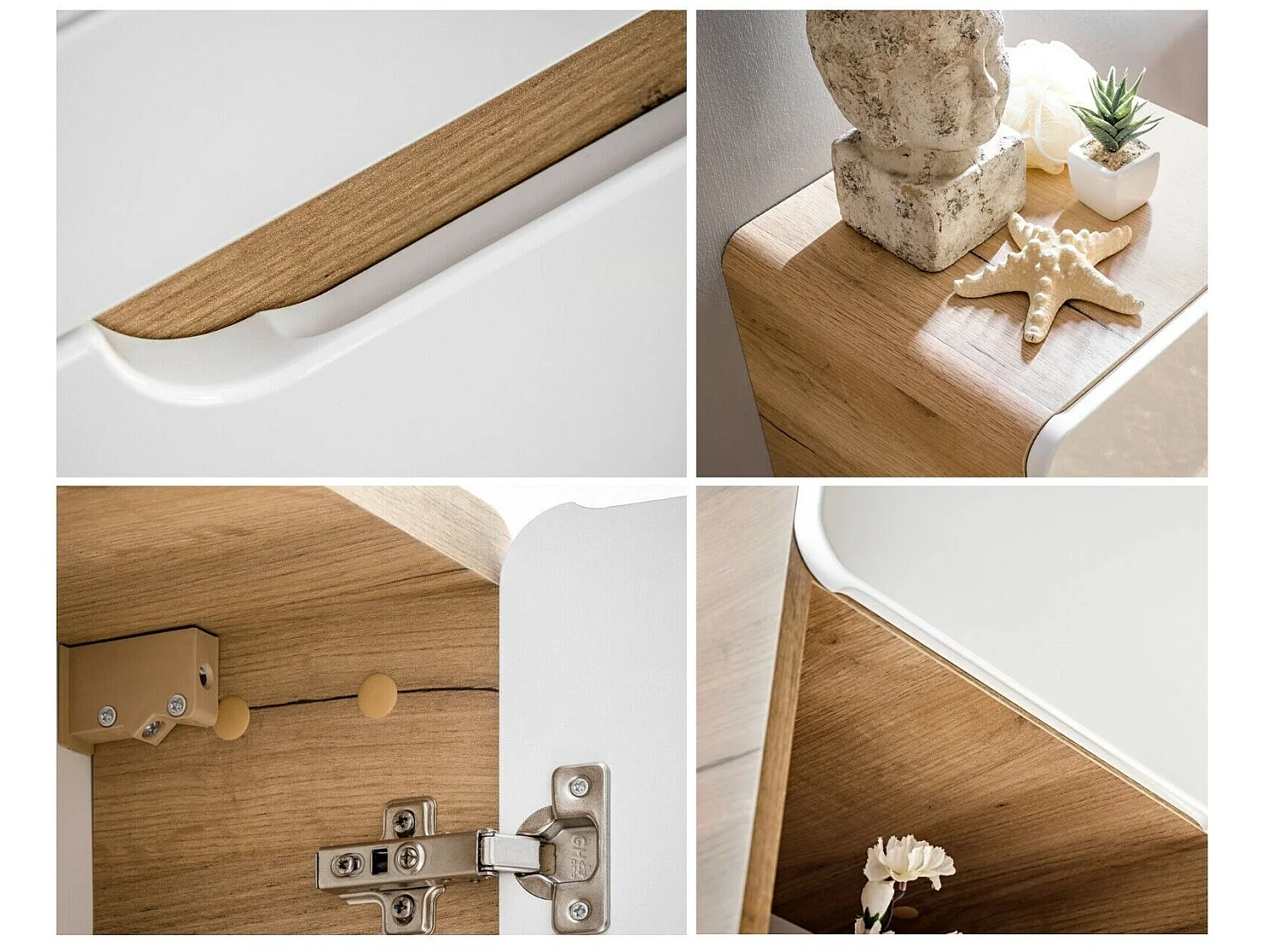 Wall Hung Bathroom Cabinets Furniture Set Tall Unit 600mm Vanity Cabinet with Sink Countertop White Gloss Oak Effect Aruba
