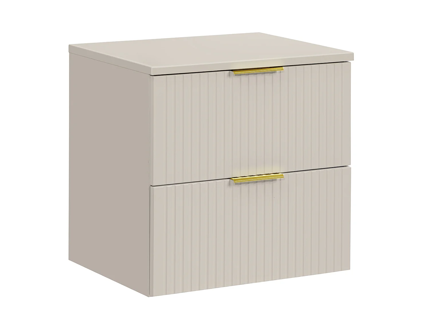 Bathroom Vanity Unit 600mm Countertop Ribbed Textured Beige Modern Wall Hung Cabinet Adel