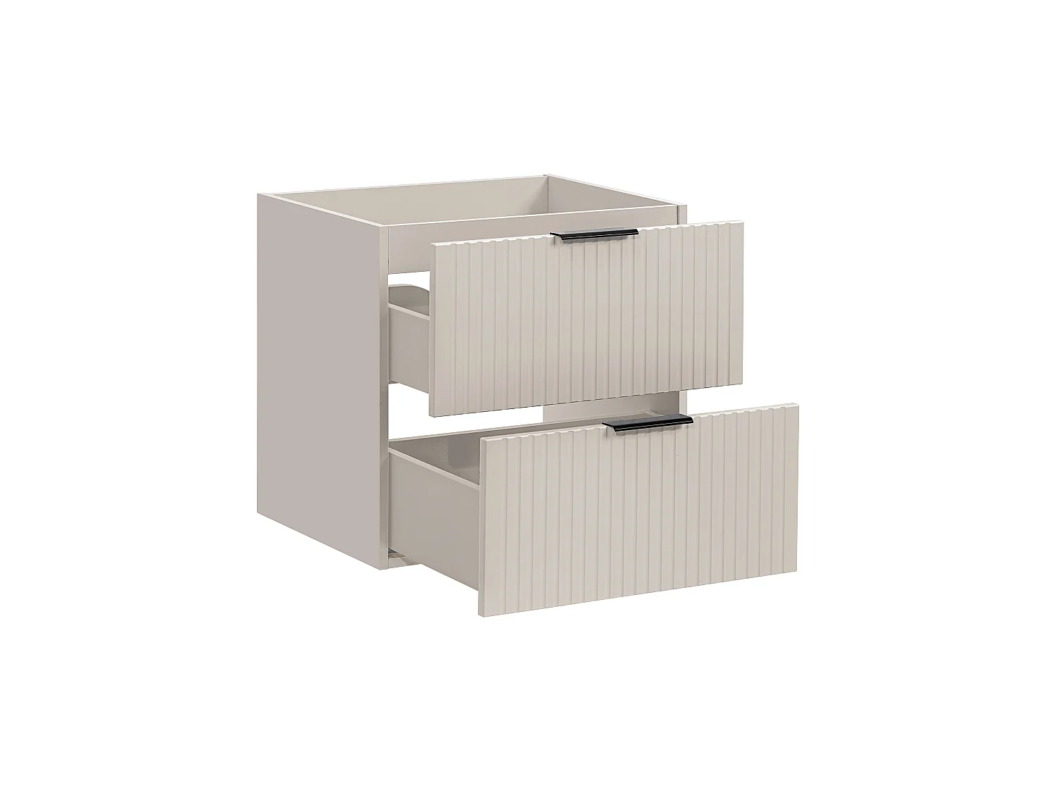 Bathroom Vanity Unit 600mm Countertop Ribbed Textured Beige Modern Wall Hung Cabinet Adel