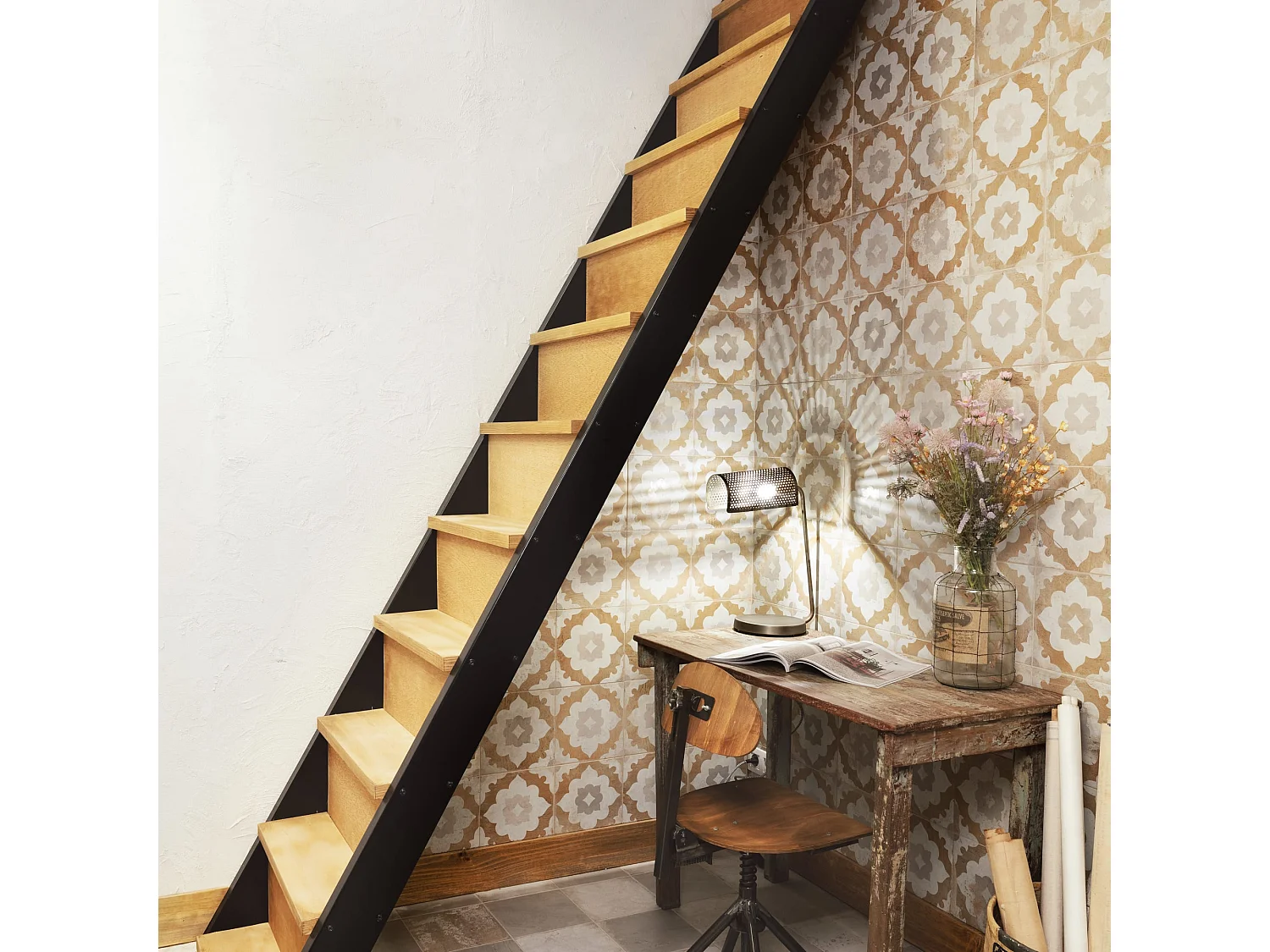 Carrelage Vintage effet Carreau ciment Jaune Ravenna 45x45x0,95 cm Rosaria - Sol et mur intérieur (vendu par carton de 1 m²) - RO'MA CARRELAGE