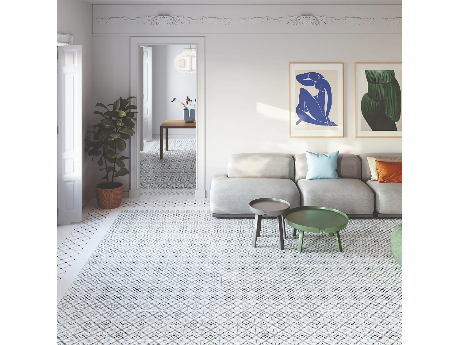 Carrelage effet Carreau ciment Cirelia Beige 12,3x12,3x0,87 cm Tanerio - Sol et mur intérieur (vendu par carton de 0,51 m²) - RO'MA CARRELAGE