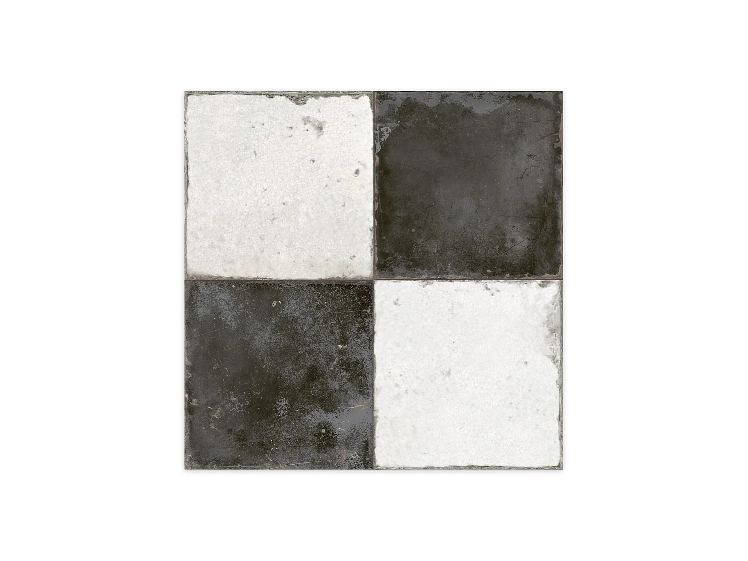 Carrelage Vintage effet Carreau ciment Noir Damier 45x45x0,95 cm Rovessa - Sol et mur intérieur (vendu par carton de 1 m²) - RO'MA CARRELAGE