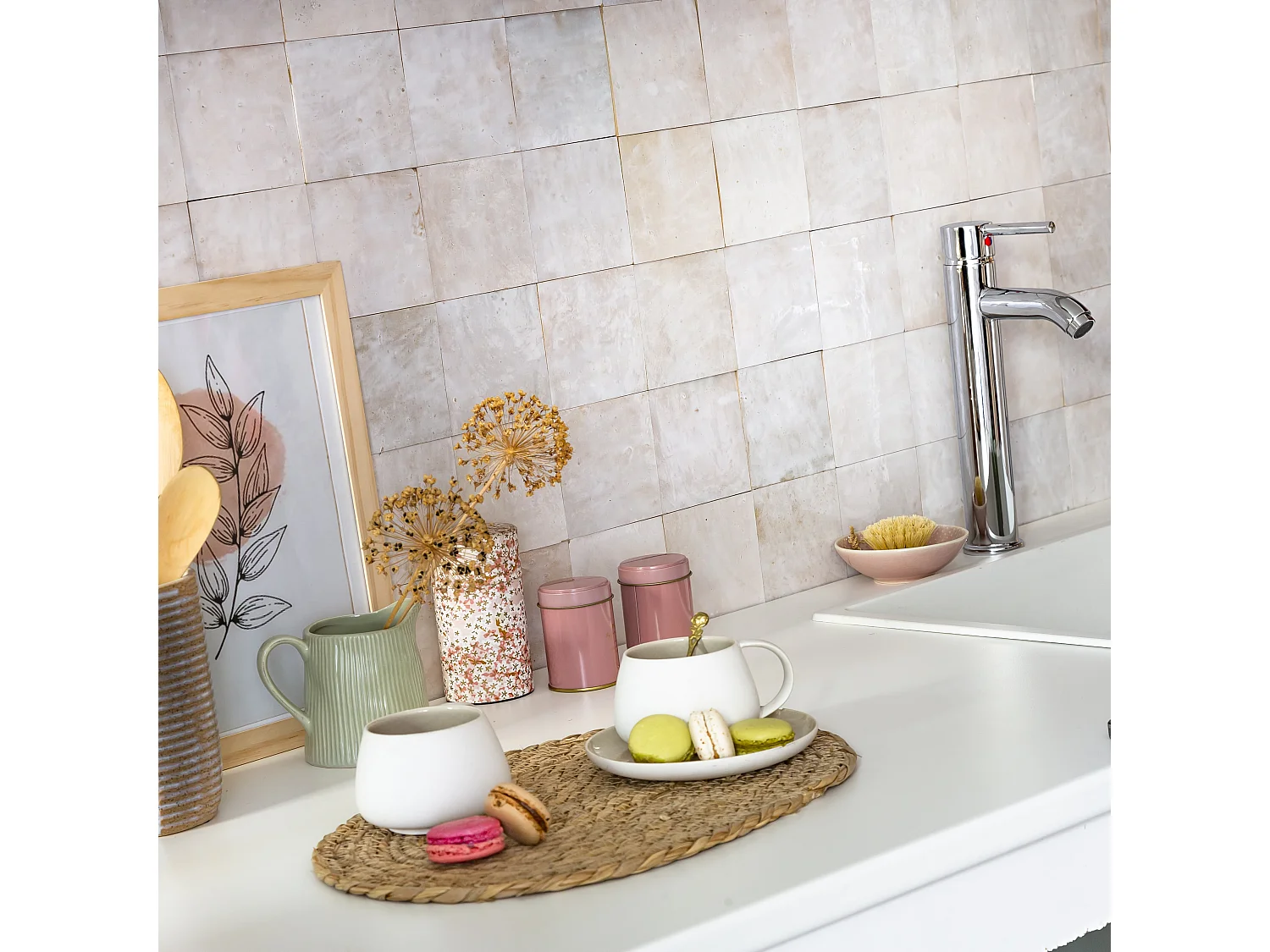 Carrelage Zellige Marocain Blanc Oukaimeden 10x10 cm (vendu par 1 m²) - RO'MA NATURE