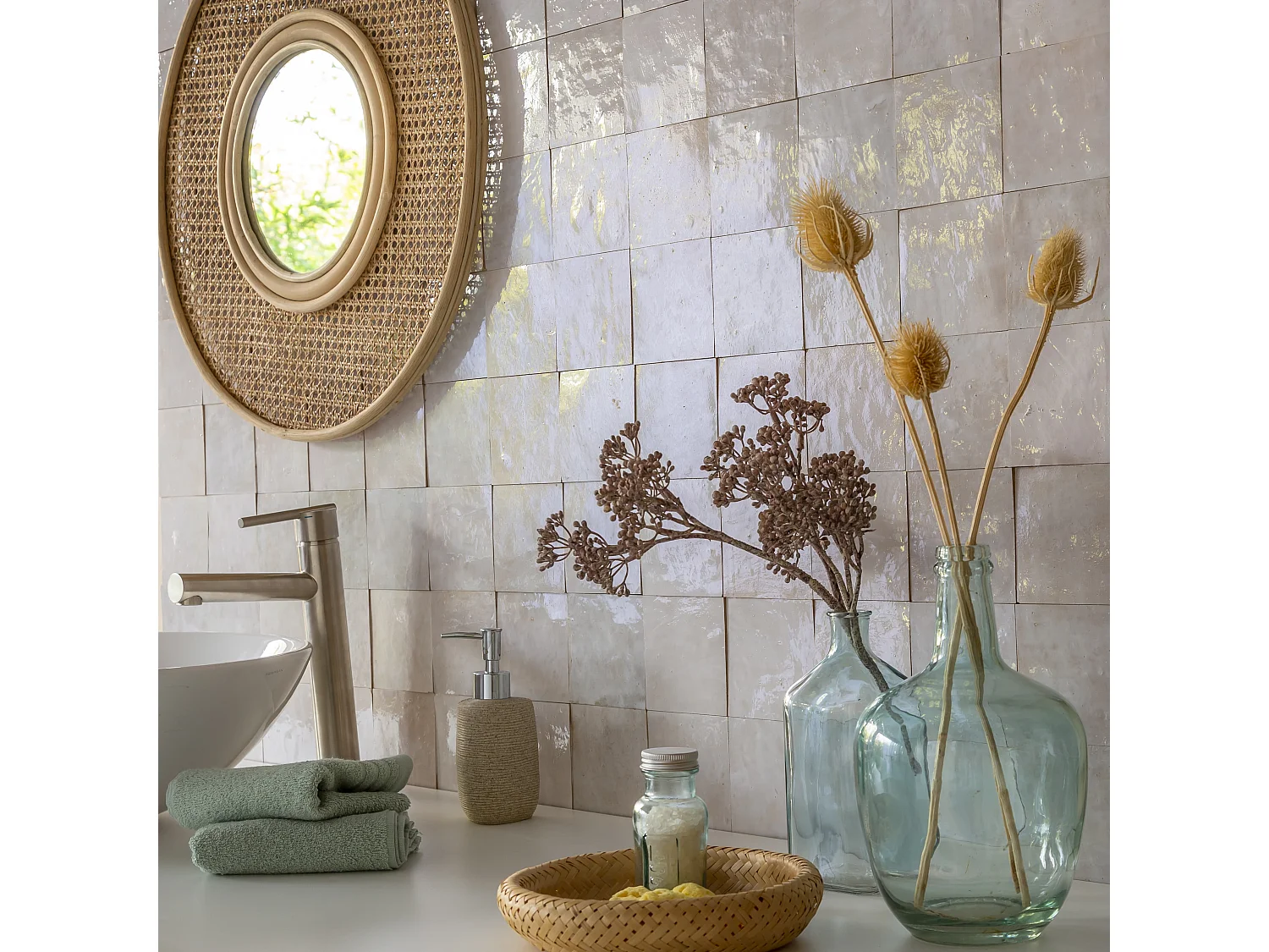 Carrelage Zellige Marocain Blanc Oukaimeden 10x10 cm (vendu par 1 m²) - RO'MA NATURE