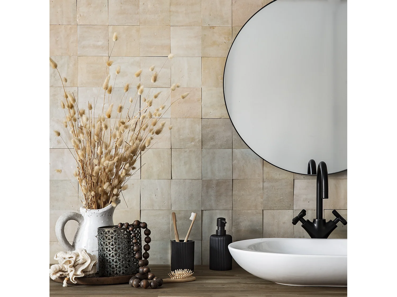 Carrelage Zellige Marocain Gris Beige 10x10 cm (vendu par 1 m²) - RO'MA NATURE