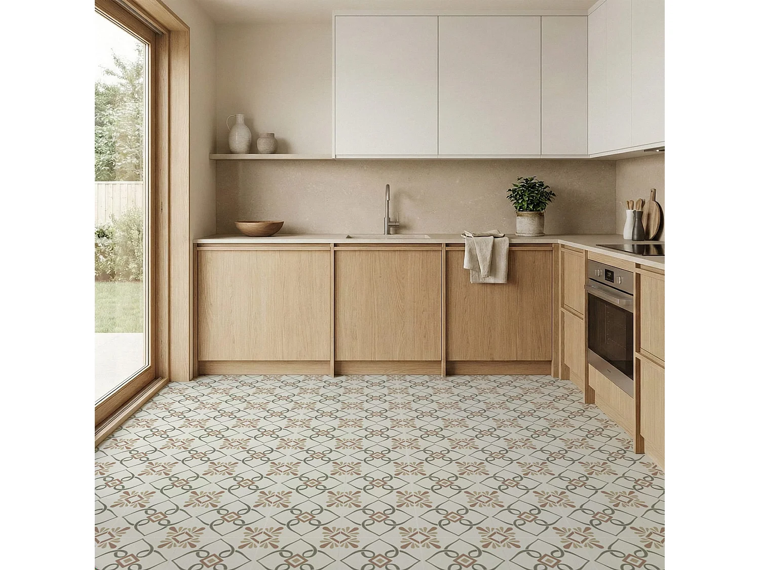 Carrelage effet Carreau ciment Veliris Vert 22,3x22,3x0,9 cm Proviel - Sol et mur intérieur (vendu par carton de 0,65 m²) - RO'MA CARRELAGE