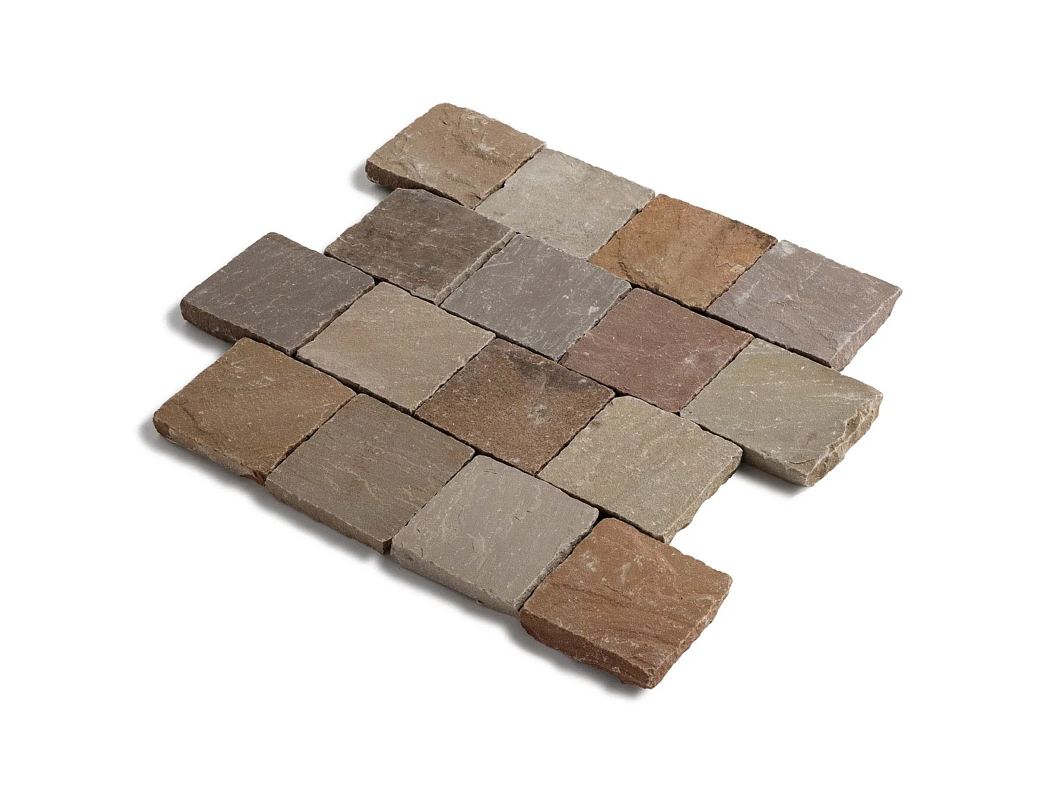 Pavé Grès Kandla Multicolore 14x14x2-2,5 cm (vendu au m² - 42 pavés/m²) - RO'MA NATURE