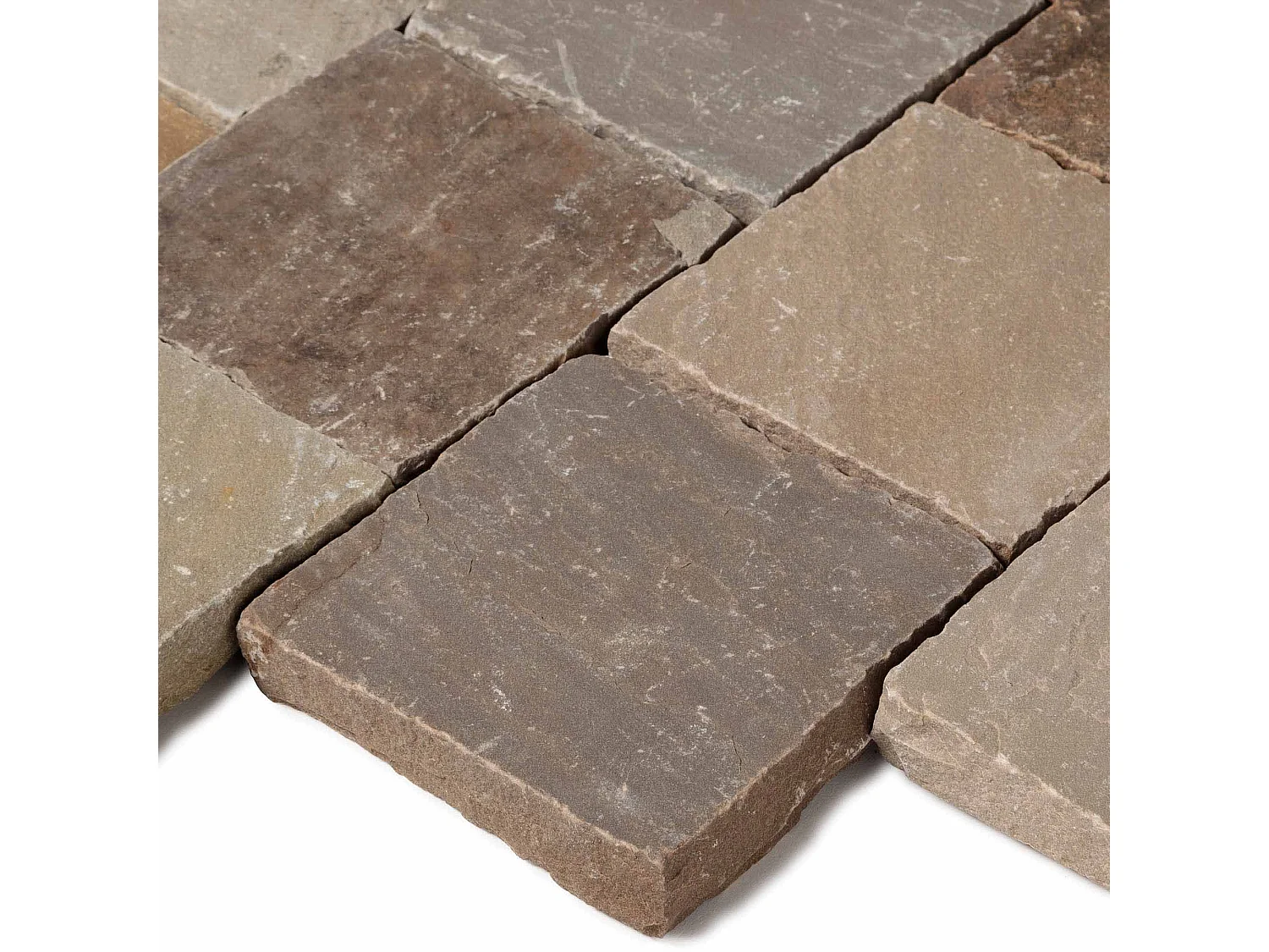 Pavé Grès Kandla Multicolore 14x14x2-2,5 cm (vendu au m² - 42 pavés/m²) - RO'MA NATURE