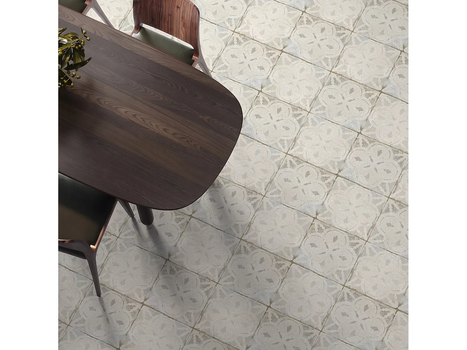 Carrelage Vintage effet Carreau ciment Blanc 45x45x0,95 cm Calenza - Sol et mur intérieur (vendu par carton de 1 m²) - RO'MA CARRELAGE