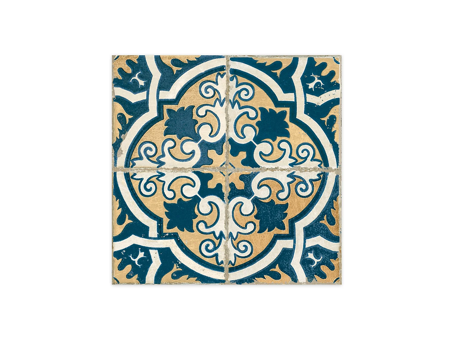 Carrelage Vintage effet Carreau ciment Bleu Ephesos 45x45x0,95 cm Azoria - Sol et mur intérieur (vendu par carton de 1 m²) - RO'MA CARRELAGE