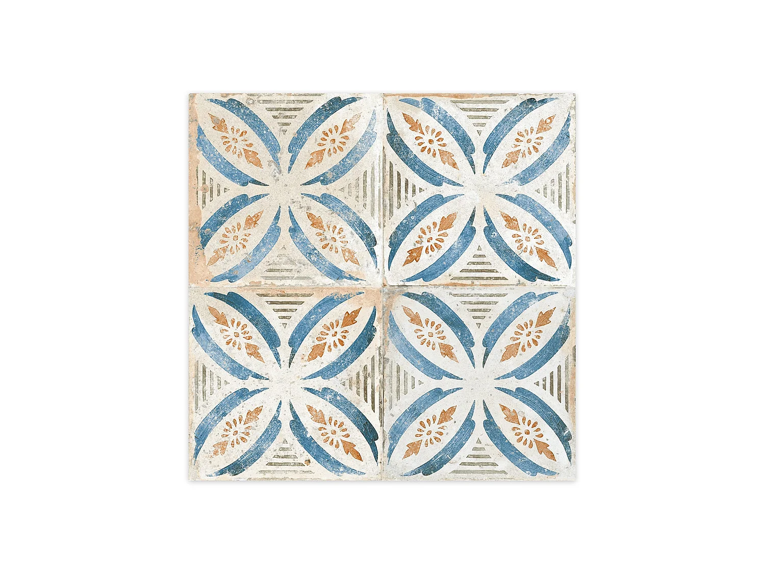 Carrelage Vintage effet Carreau ciment Bleu Arelate 45x45x0,95 cm Orlena - Sol et mur intérieur (vendu par carton de 1 m²) - RO'MA CARRELAGE