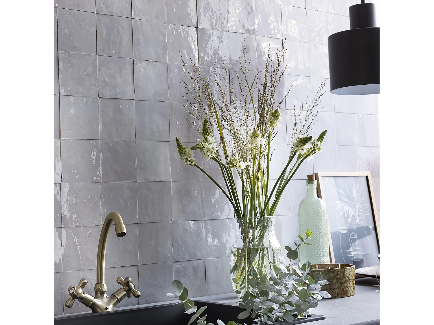 Carrelage Zellige Marocain Gris Clair 10x10 cm (vendu par 1 m²) - RO'MA NATURE