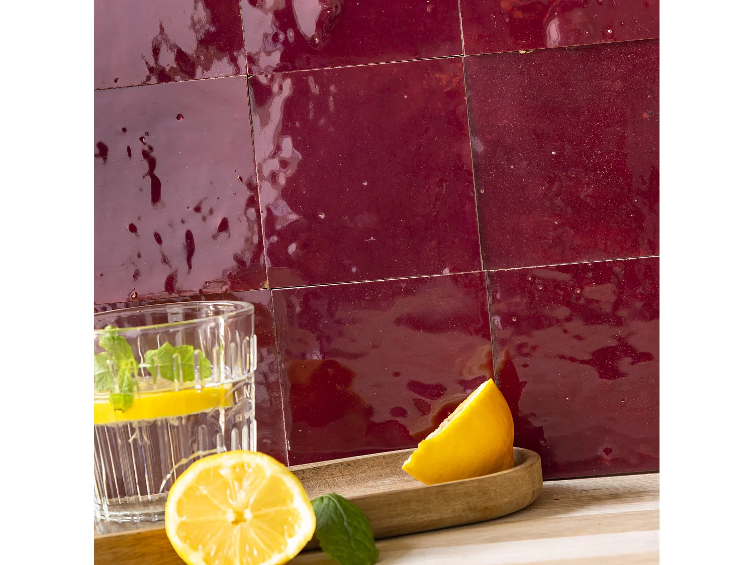 Carrelage Zellige Marocain Rouge Lie de vin 10x10 cm (vendu par 1 m²) - RO'MA NATURE