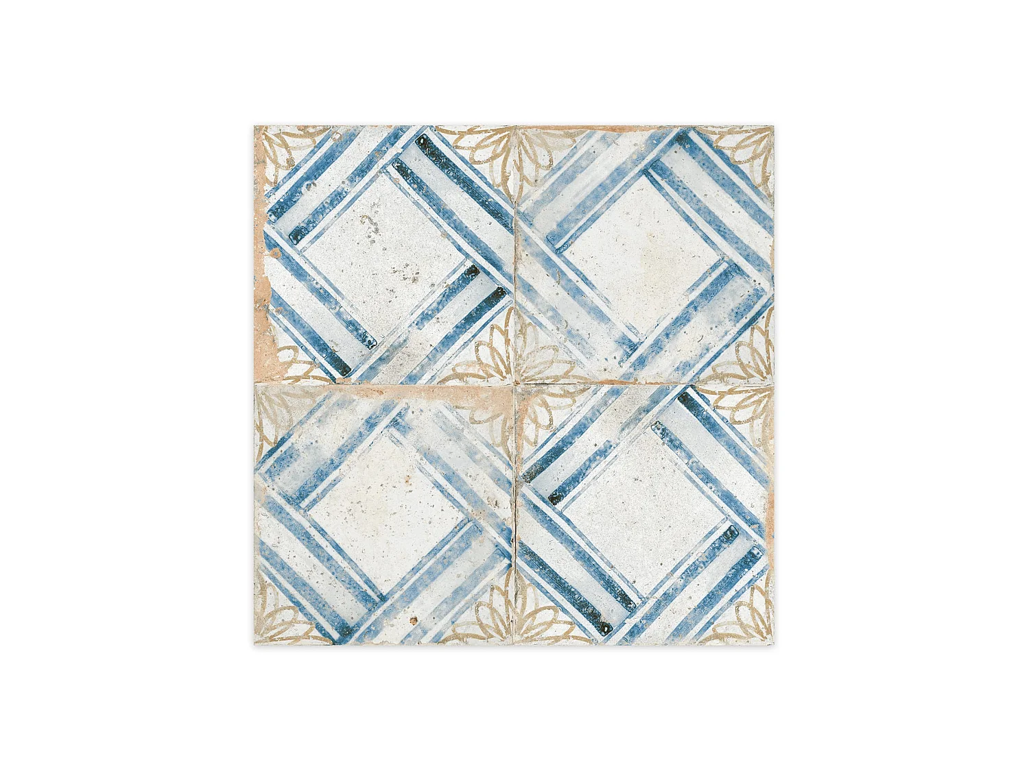 Carrelage Vintage effet Carreau ciment Bleu Numantia 45x45x0,95 cm Orlena - Sol et mur intérieur (vendu par carton de 1 m²) - RO'MA CARRELAGE