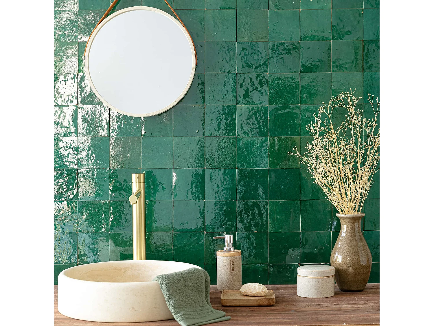 Carrelage Zellige Marocain Vert Emeraude 10x10 cm (vendu par 1 m²) - RO'MA NATURE