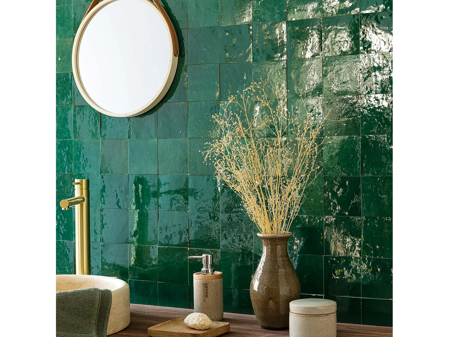 Carrelage Zellige Marocain Vert Emeraude 10x10 cm (vendu par 1 m²) - RO'MA NATURE