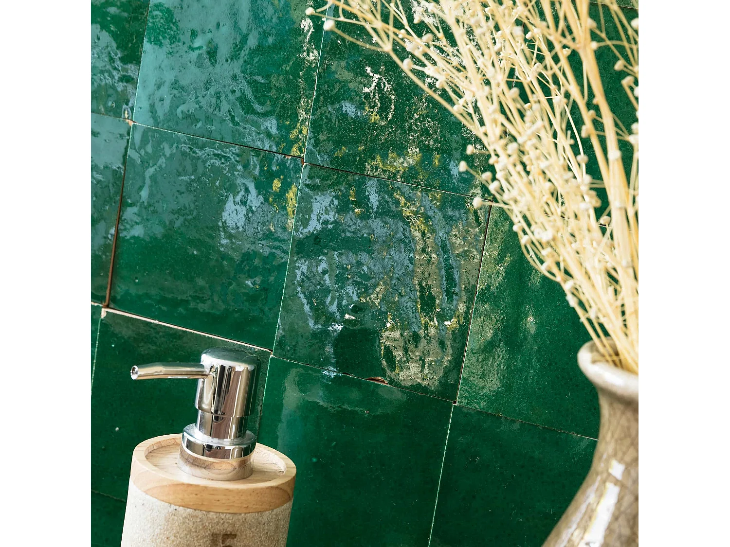 Carrelage Zellige Marocain Vert Emeraude 10x10 cm (vendu par 1 m²) - RO'MA NATURE