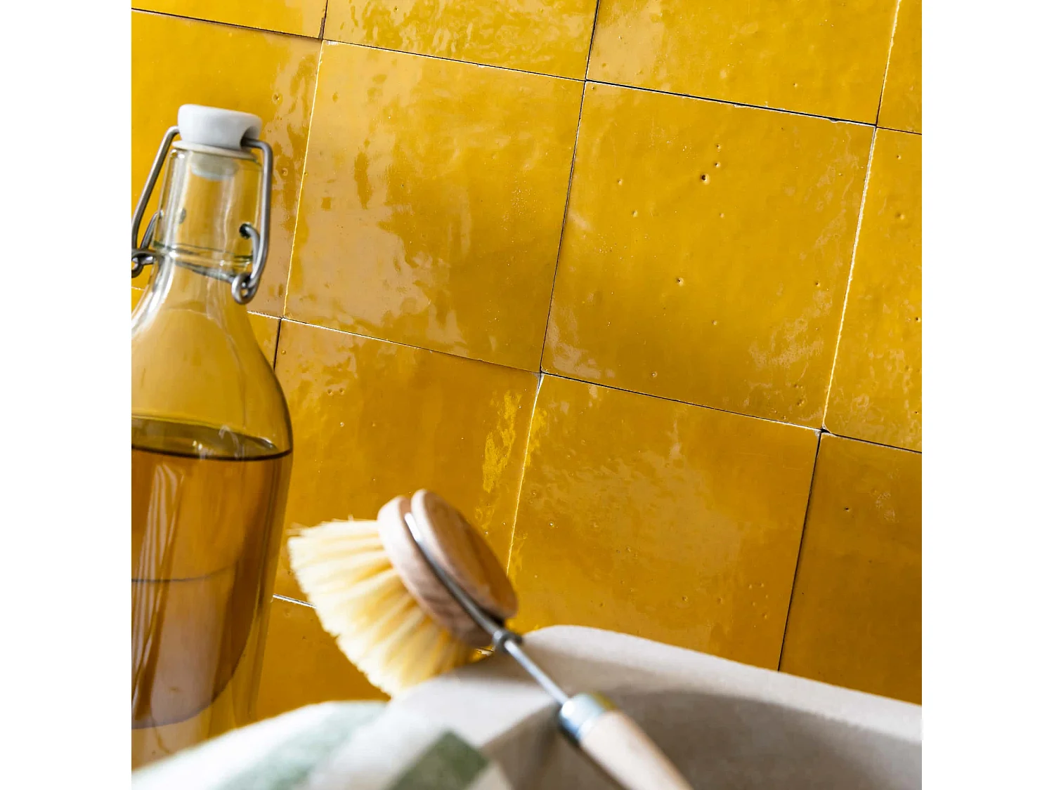 Carrelage Zellige Marocain Jaune Moutarde 10x10 cm (vendu par 1 m²) - RO'MA NATURE