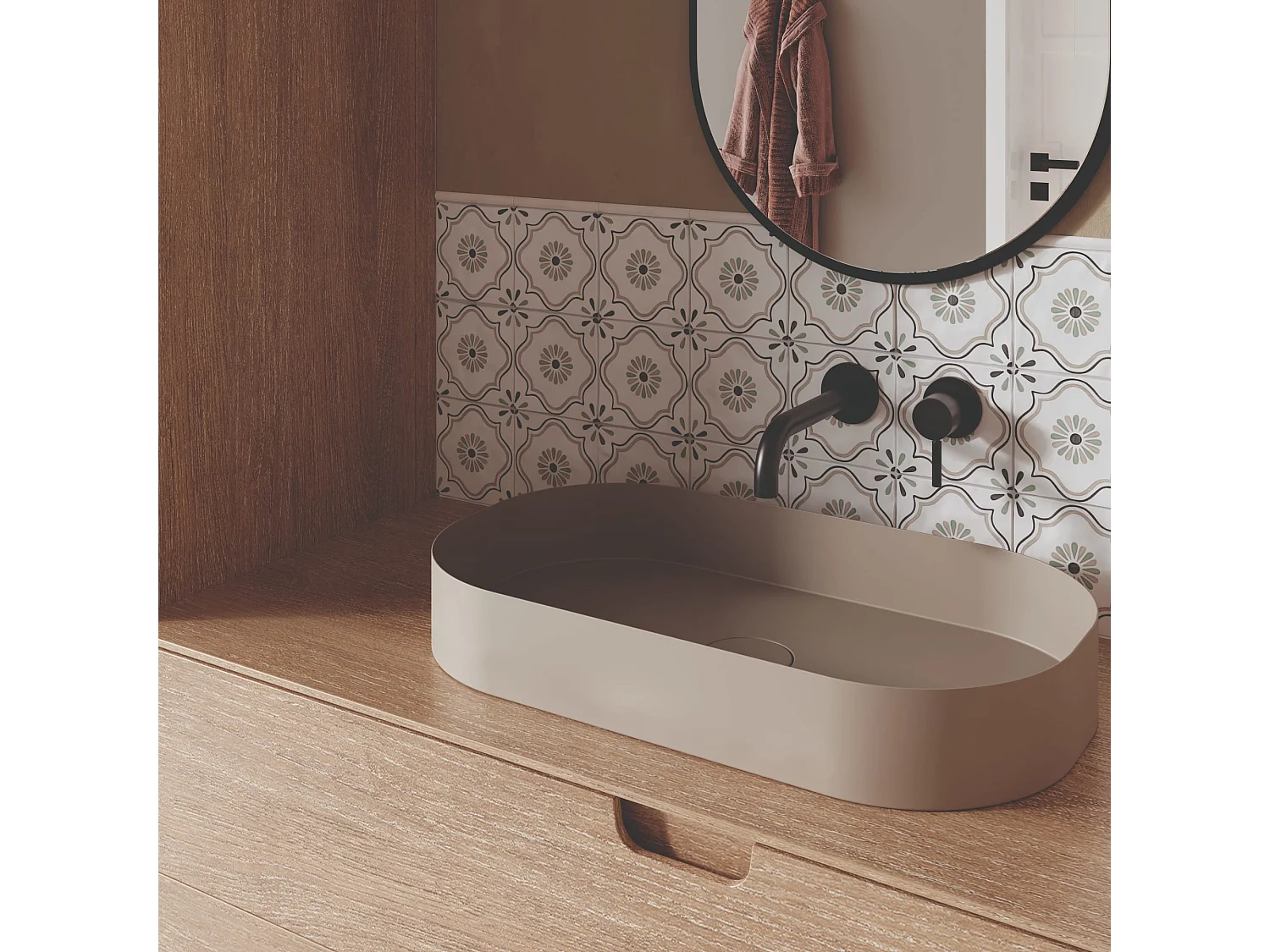 Carrelage effet Carreau ciment Sorinel Beige 12,3x12,3x0,87 cm Tanerio - Sol et mur intérieur (vendu par carton de 0,51 m²) - RO'MA CARRELAGE