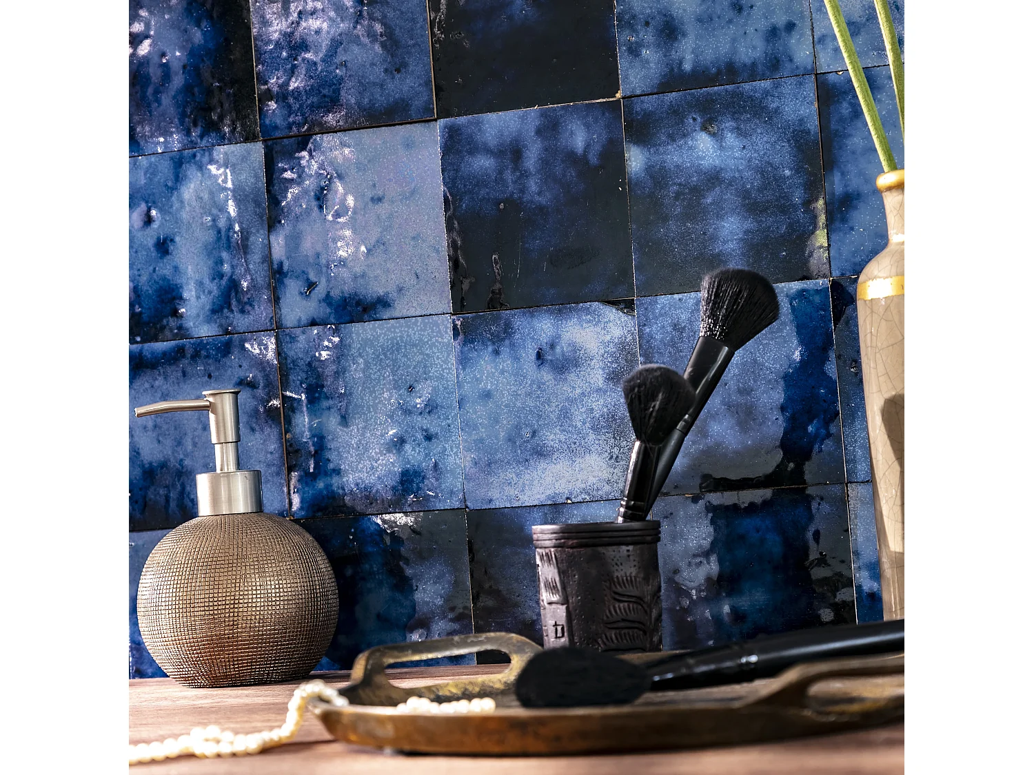 Carrelage Zellige Marocain Bleu Magique 10x10 cm (vendu par 1 m²) - RO'MA NATURE