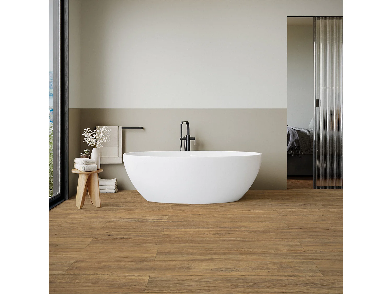 Carrelage Vintage effet Parquet Bois Chêne Naturel 121x19,5x0,9 cm Virello - Sol et mur intérieur et Sol extérieur (vendu par carton de 0,94 m²) - RO'MA CARRELAGE