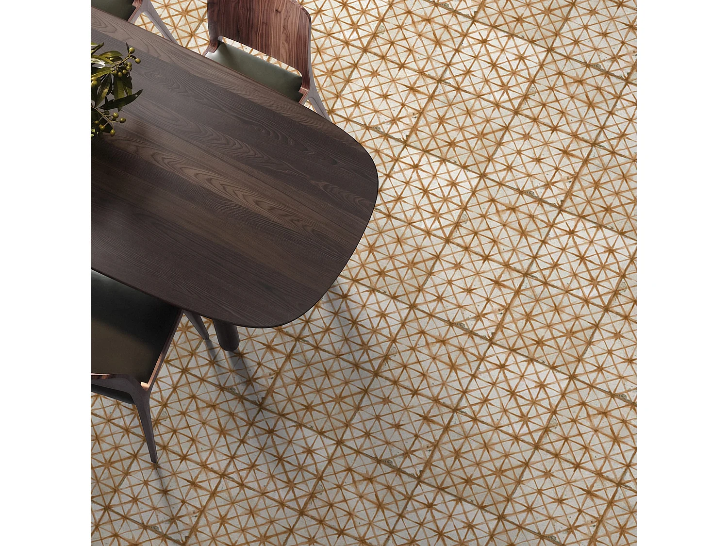 Carrelage Vintage effet Carreau ciment Orange 45x45x0,95 cm Byblos - Sol et mur intérieur (vendu par carton de 1 m²) - RO'MA CARRELAGE