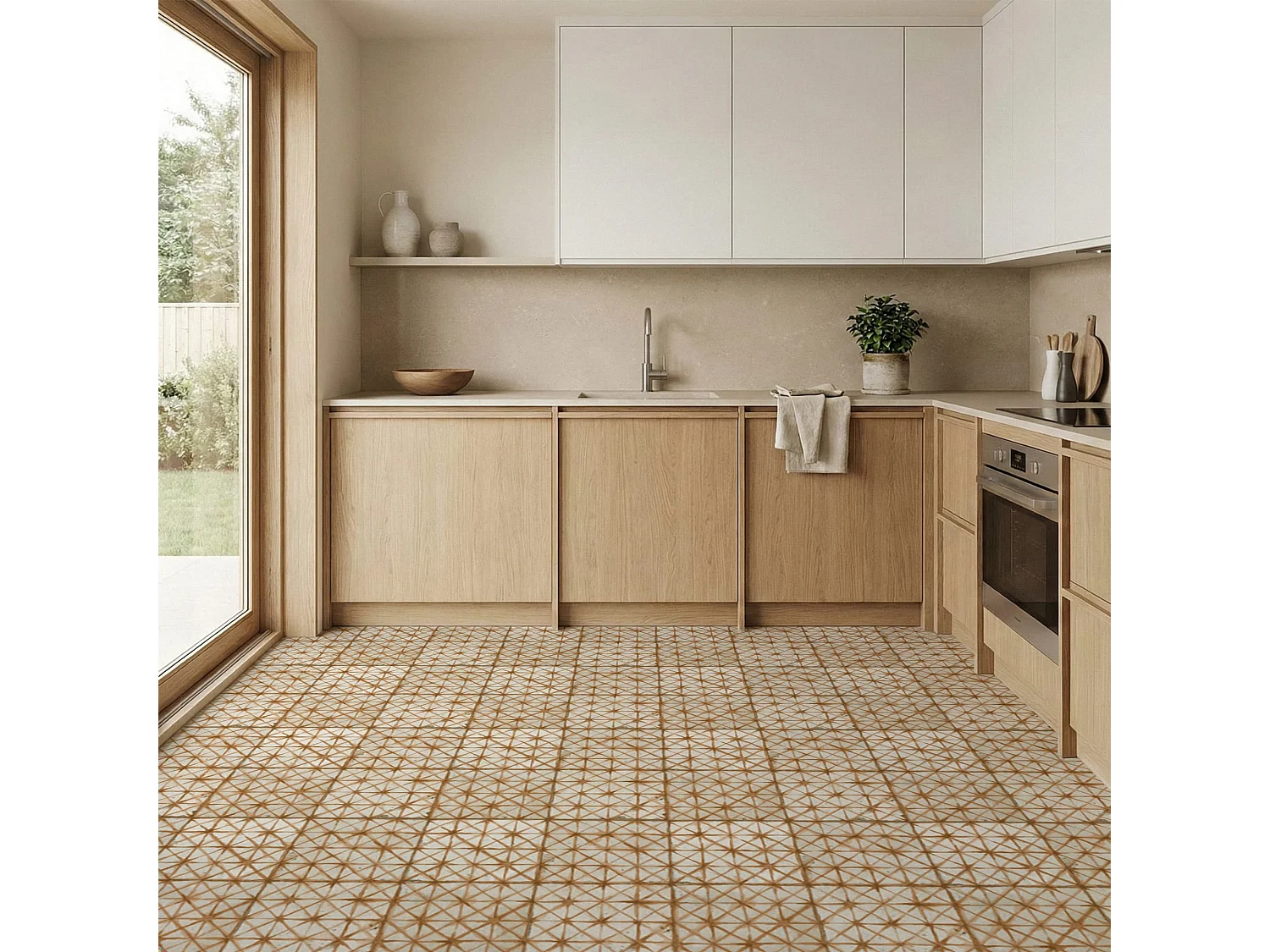 Carrelage Vintage effet Carreau ciment Orange 45x45x0,95 cm Byblos - Sol et mur intérieur (vendu par carton de 1 m²) - RO'MA CARRELAGE