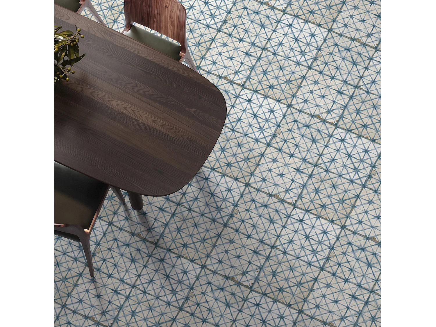 Carrelage Vintage effet Carreau ciment Bleu 45x45x0,95 cm Byblos - Sol et mur intérieur (vendu par carton de 1 m²) - RO'MA CARRELAGE