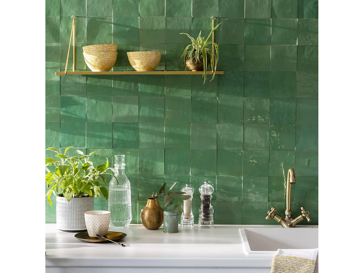 Carrelage Zellige Marocain Vert d'eau 10x10 cm (vendu par 1 m²) - RO'MA NATURE