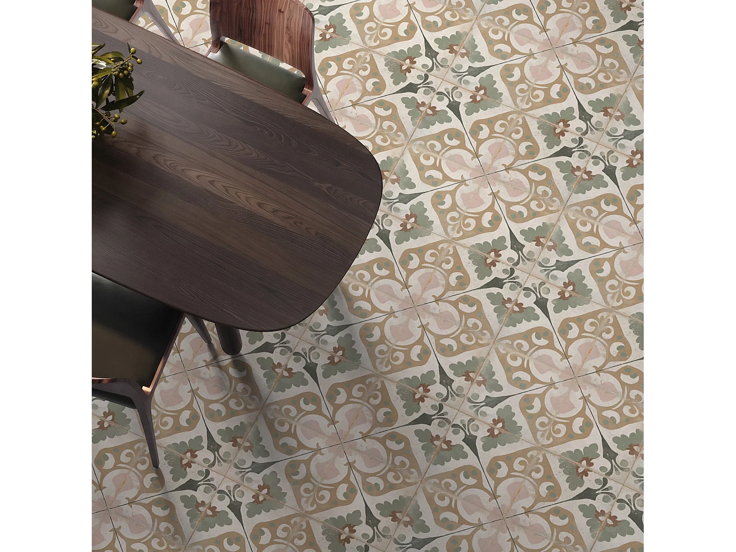 Carrelage Vintage effet Carreau ciment Argile 22,3x22,3x0,9 cm Virelia - Sol et mur intérieur (vendu par carton de 0,65 m²) - RO'MA CARRELAGE