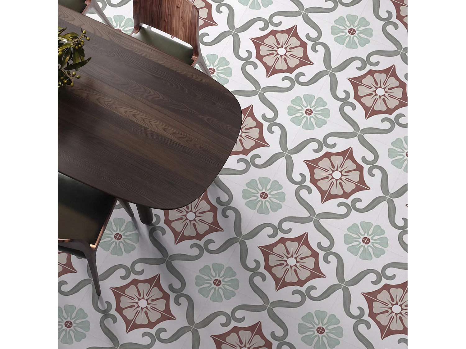 Carrelage effet Carreau ciment Florentis Rouge 22,3x22,3x0,9 cm Soriel - Sol et mur intérieur (vendu par carton de 0,65 m²) - RO'MA CARRELAGE