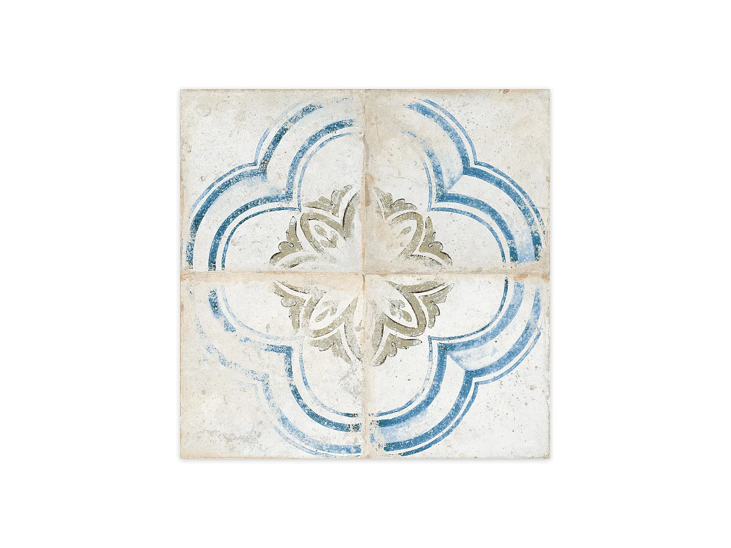 Carrelage Vintage effet Carreau ciment Bleu Volubilis 45x45x0,95 cm Orlena - Sol et mur intérieur (vendu par carton de 1 m²) - RO'MA CARRELAGE