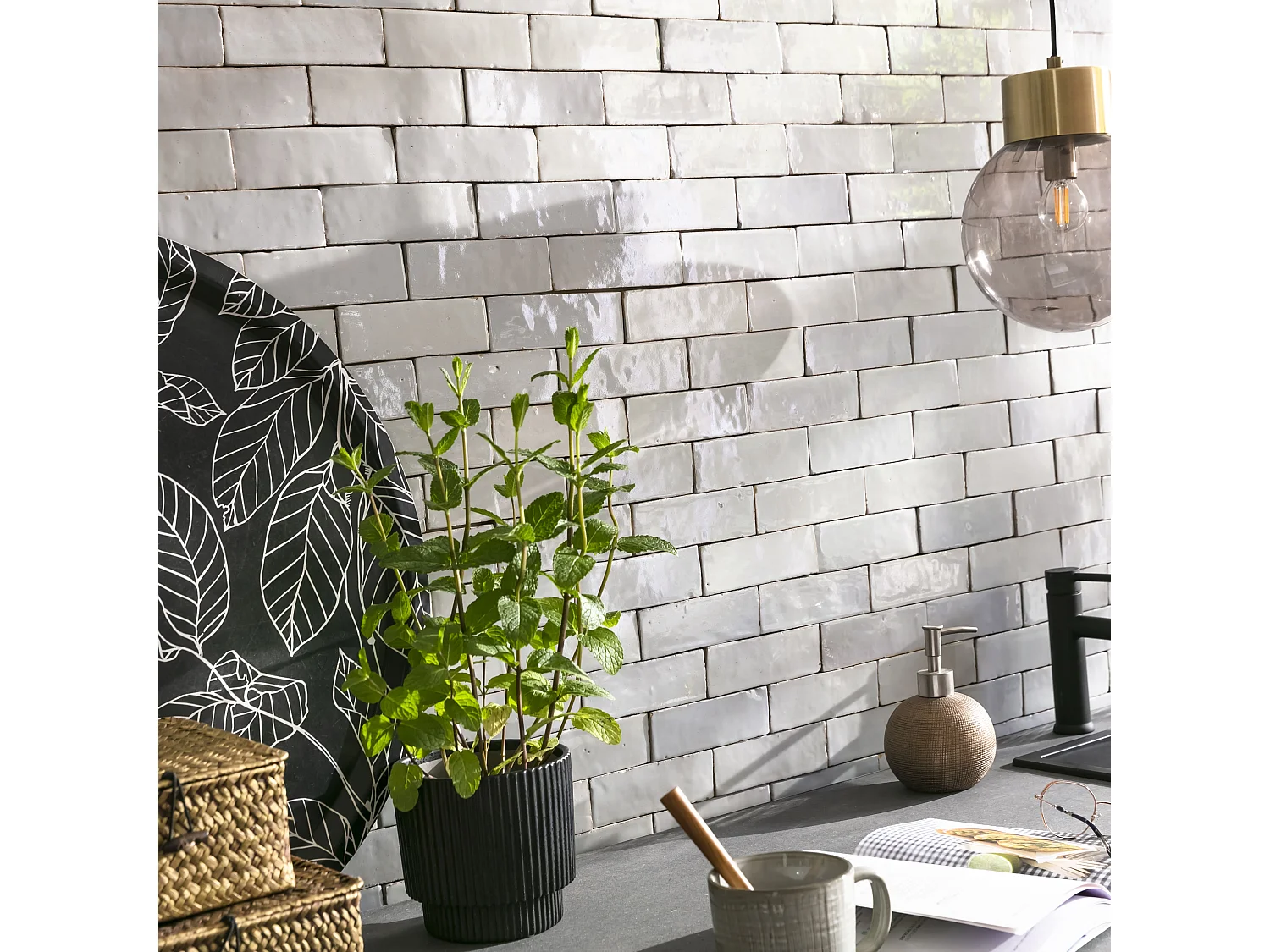 Carrelage Zellige Marocain Gris Cielo 5x15 cm (vendu par 1 m²) - RO'MA NATURE