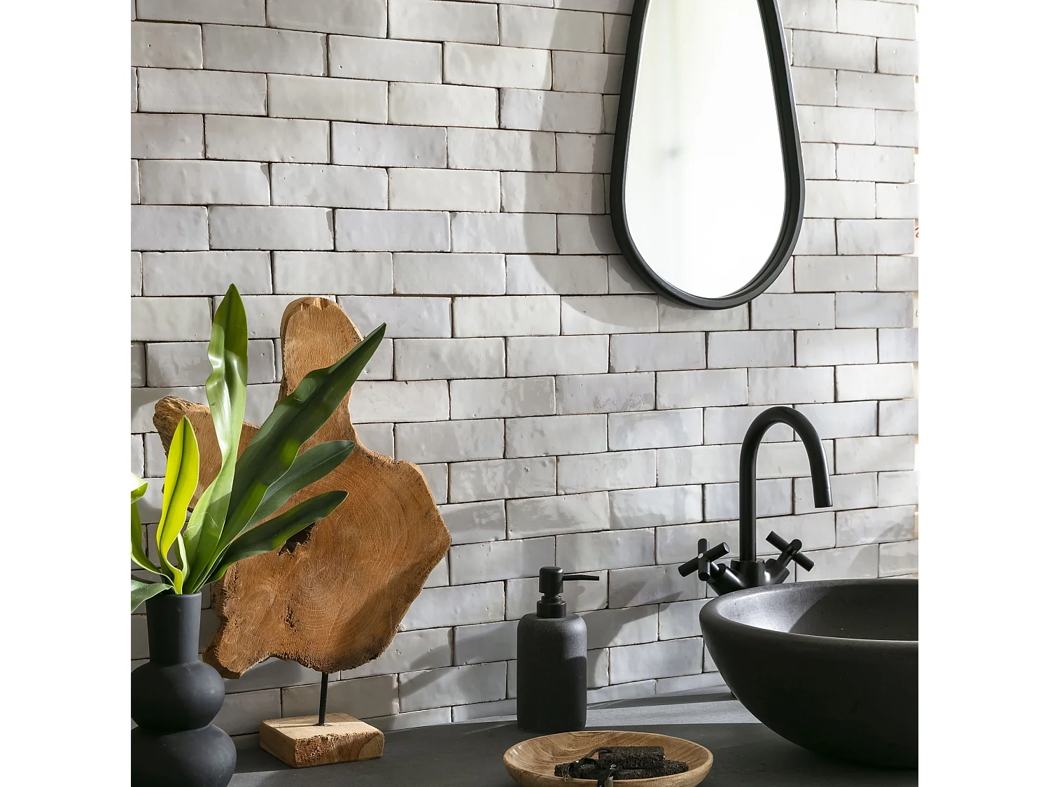 Carrelage Zellige Marocain Gris Cielo 5x15 cm (vendu par 1 m²) - RO'MA NATURE