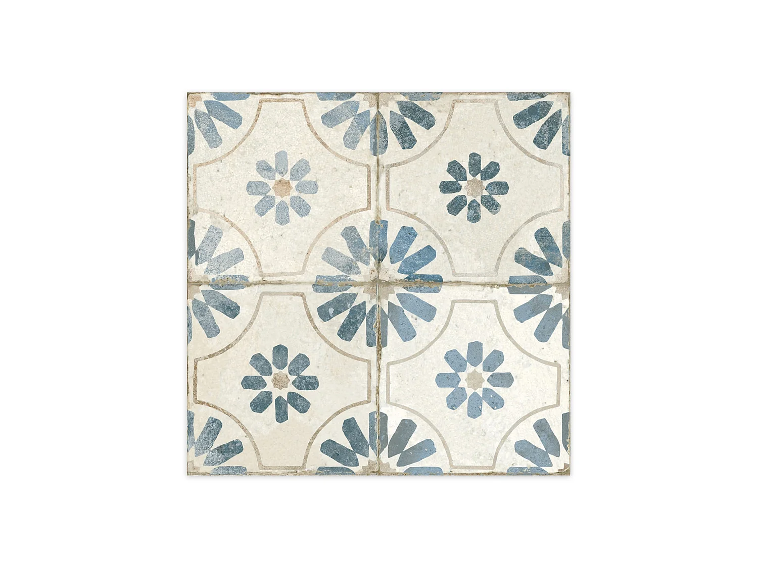 Carrelage Vintage effet Carreau ciment Bleu 45x45x0,95 cm Selvara - Sol et mur intérieur (vendu par carton de 1 m²) - RO'MA CARRELAGE