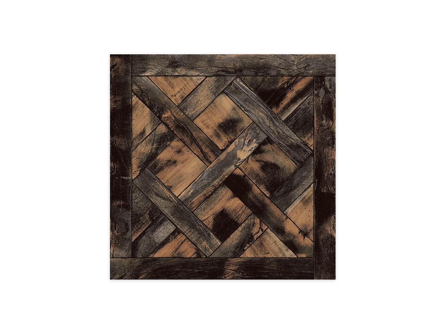 Carrelage Vintage effet Parquet Bois Noir Vieilli Versailles 45x45x0,95 cm Virelno - Sol intérieur (vendu par carton de 1 m²) - RO'MA CARRELAGE
