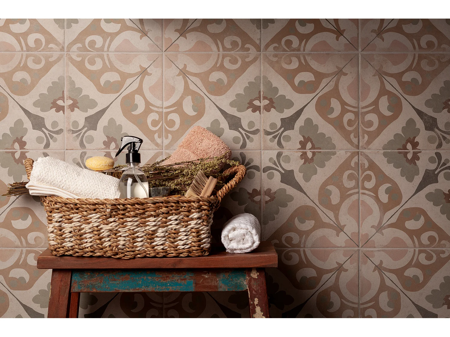 Carrelage Vintage effet Carreau ciment Sauge 22,3x22,3x0,9 cm Virelia - Sol et mur intérieur (vendu par carton de 0,65 m²) - RO'MA CARRELAGE