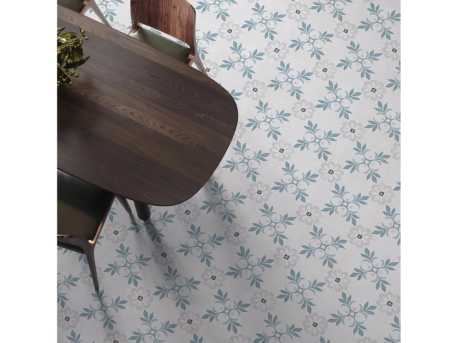 Carrelage effet Carreau ciment Roselis Bleu 22,3x22,3x0,9 cm Ventoril - Sol et mur intérieur (vendu par carton de 0,65 m²) - RO'MA CARRELAGE