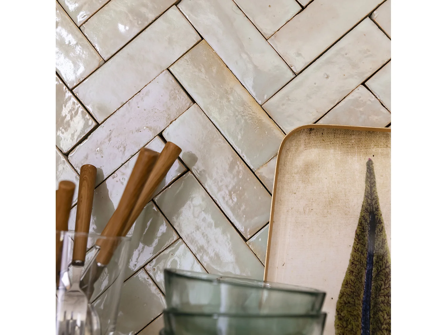 Carrelage Zellige Marocain Vert Tilleul 5x15 cm (vendu par 1 m²) - RO'MA NATURE