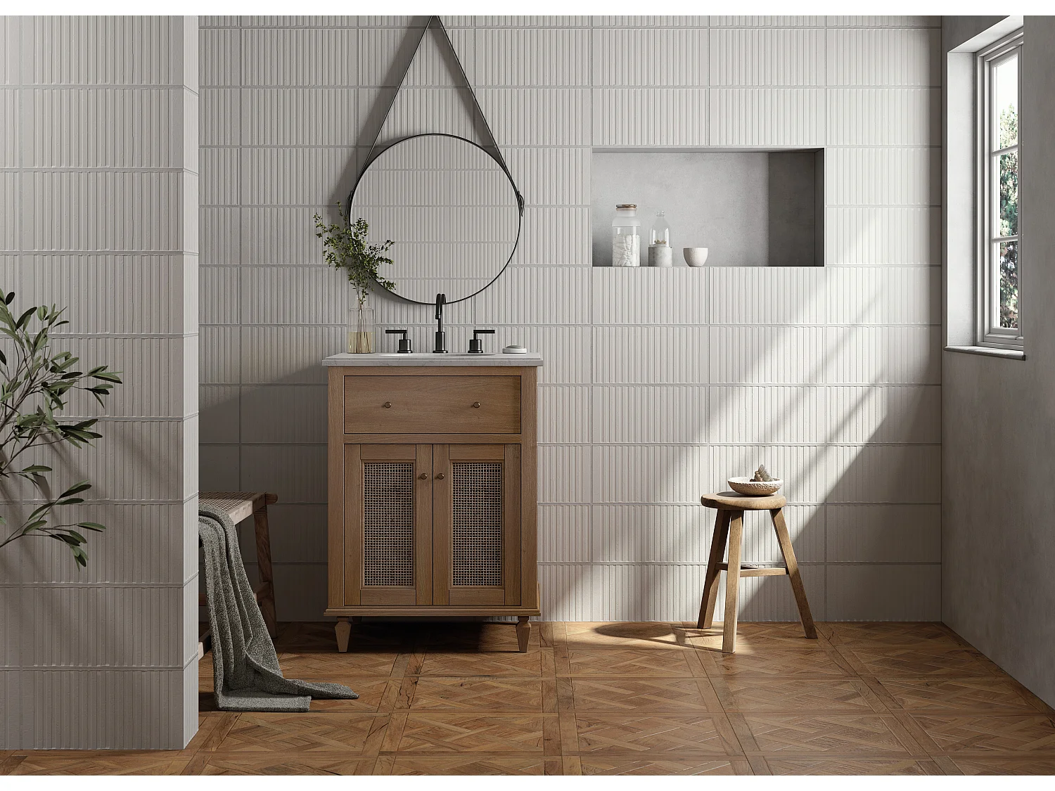 Carrelage Vintage Blanc Linea 40x20x1,03 cm Tavira - Mur intérieur (vendu par carton de 0,96 m²) - RO'MA CARRELAGE