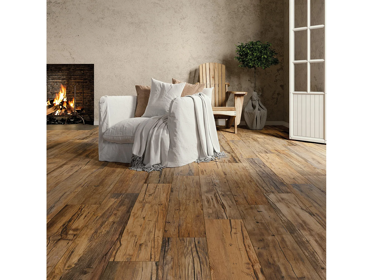Carrelage Vintage effet Parquet Bois Rustique 121x19,5x0,9 cm In&Out Lignero - Sol et mur intérieur et Sol extérieur (vendu par carton de 0,94 m²) - RO'MA CARRELAGE