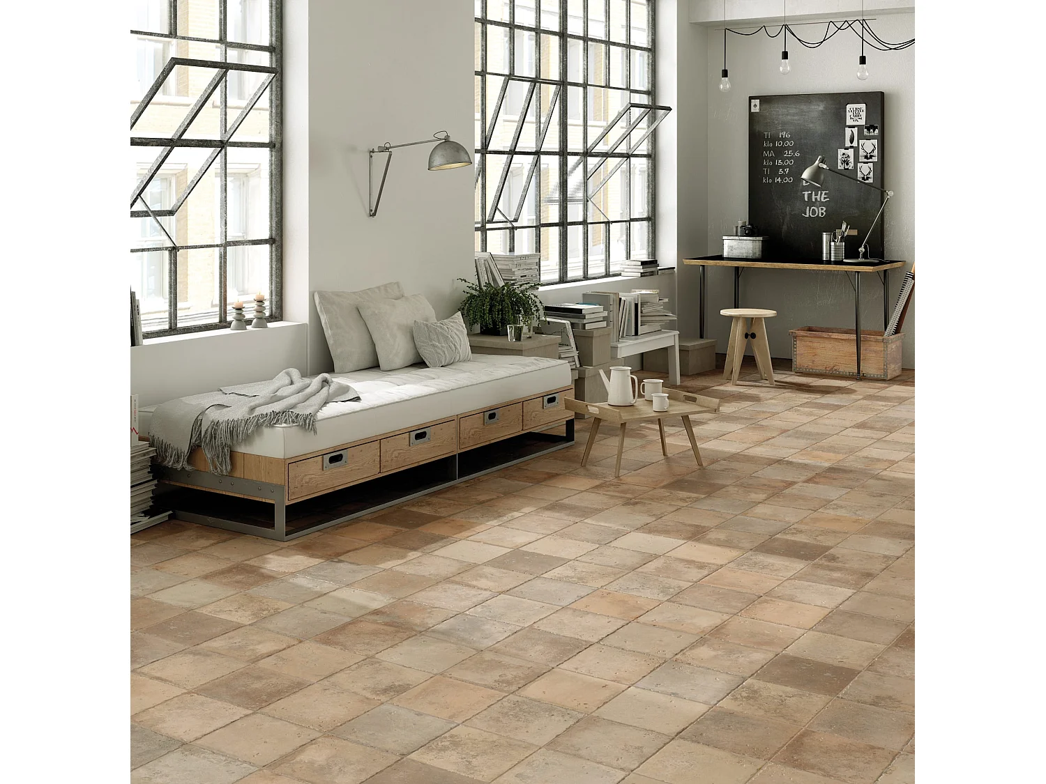 Carrelage Vintage effet Terre cuite Nature 45x45x0,95 cm Terravia - Sol et mur intérieur (vendu par carton de 1 m²) - RO'MA CARRELAGE