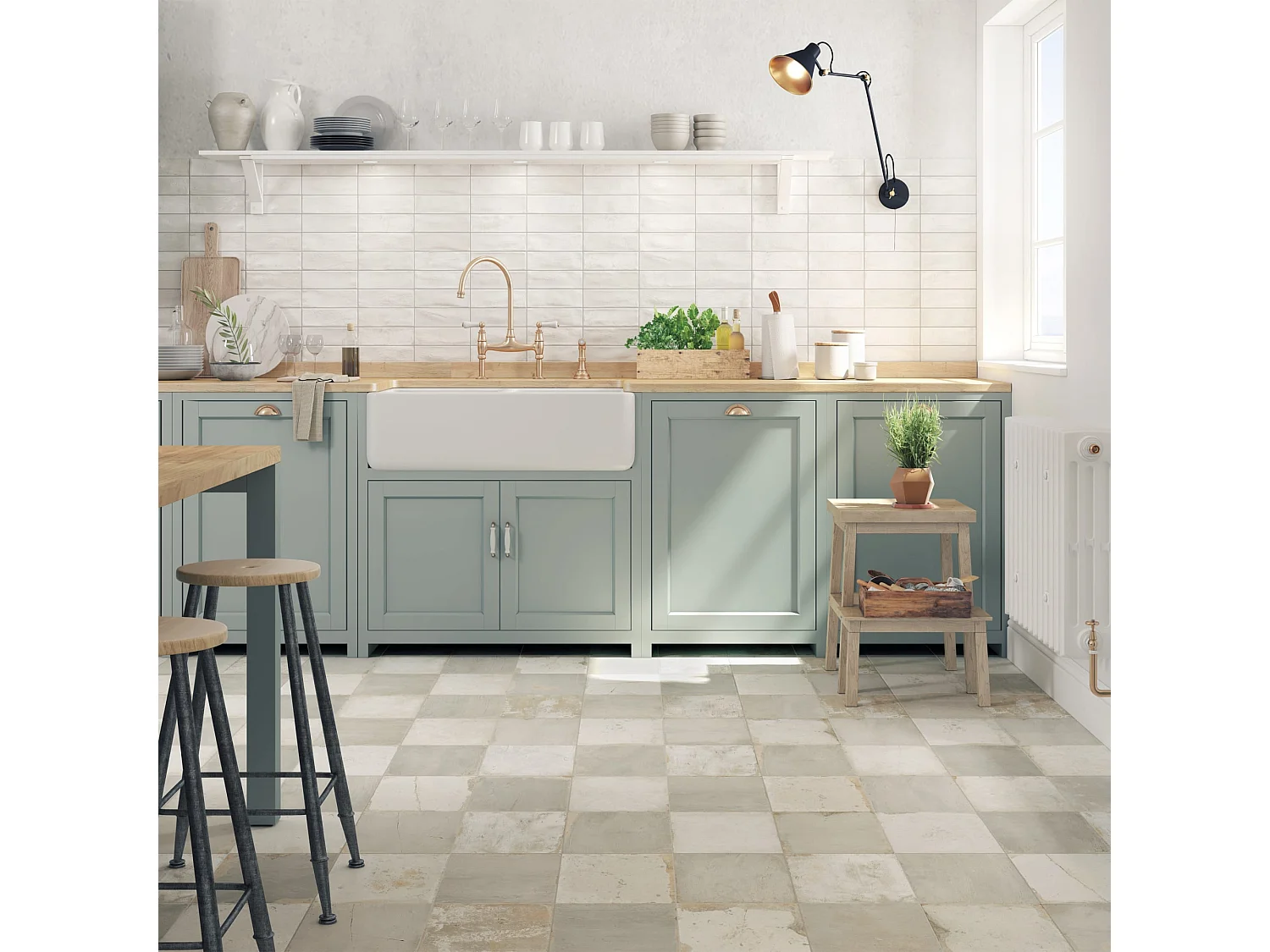 Carrelage Vintage effet Carreau ciment Gris Damier 45x45x0,95 cm Rosaria - Sol et mur intérieur (vendu par carton de 1 m²) - RO'MA CARRELAGE