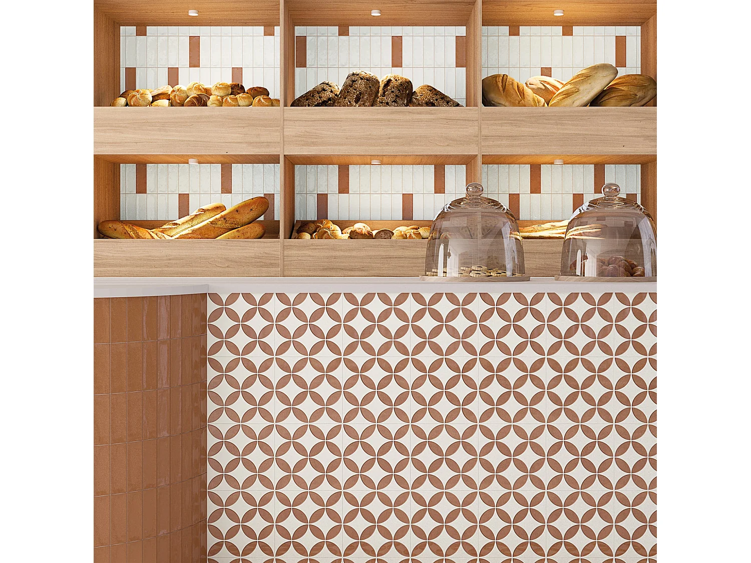 Carrelage effet Carreau ciment Axerio Terracotta 22,3x22,3x0,9 cm Savero - Sol et mur intérieur (vendu par carton de 0,65 m²) - RO'MA CARRELAGE