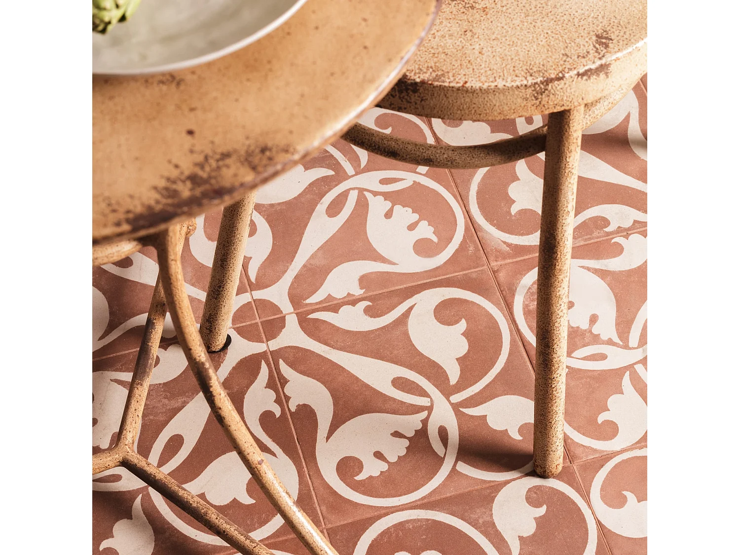 Carrelage Vintage effet Carreau ciment Terracotta 45x45x0,95 cm Morenca - Sol et mur intérieur (vendu par carton de 1 m²) - RO'MA CARRELAGE