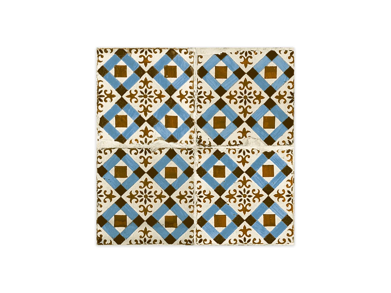 Carrelage Vintage effet Carreau ciment Bleu Knossos 45x45x0,95 cm Azoria - Sol et mur intérieur (vendu par carton de 1 m²) - RO'MA CARRELAGE