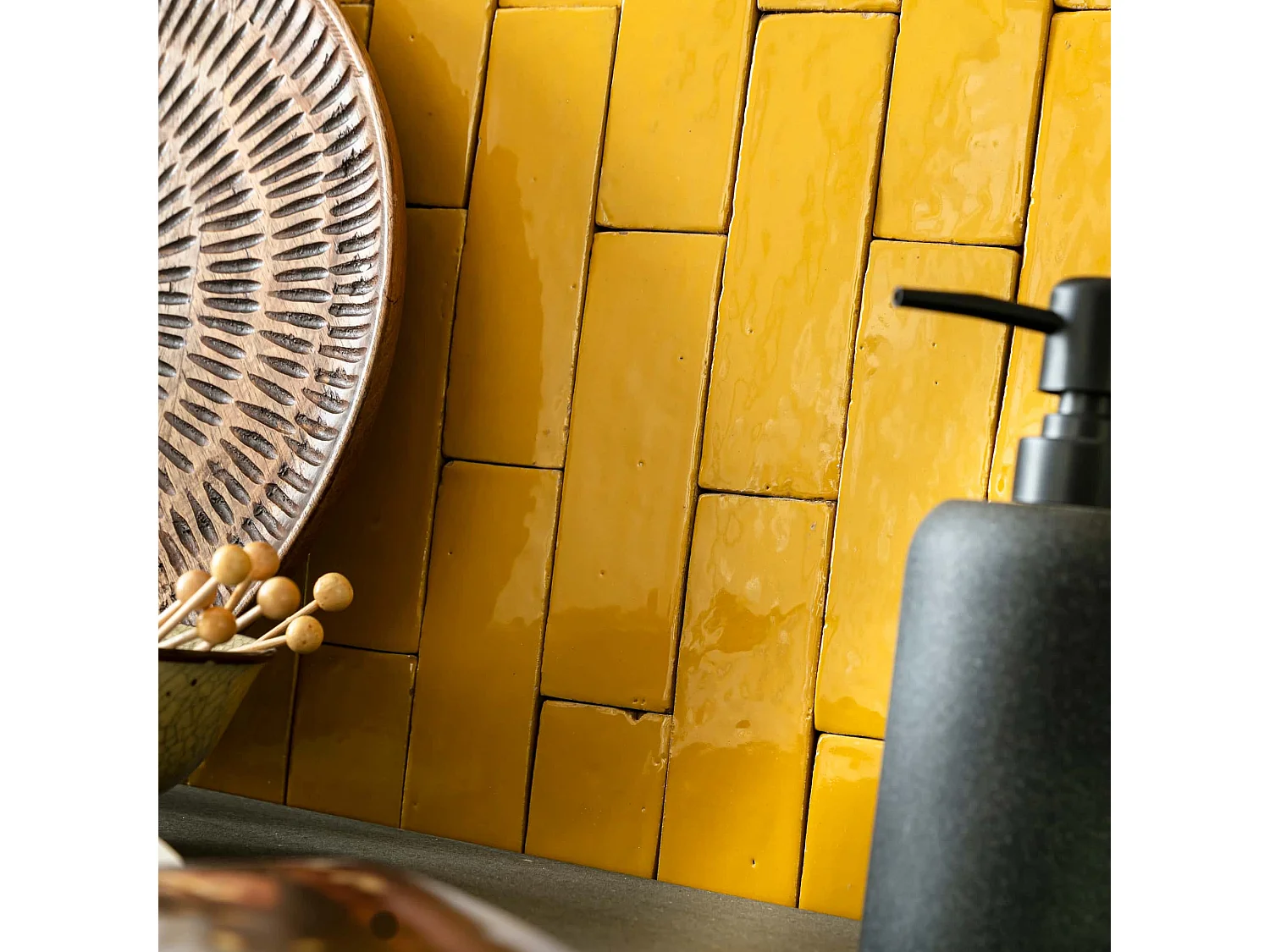 Carrelage Zellige Marocain Jaune Moutarde 5x15 cm (vendu par 1 m²) - RO'MA NATURE