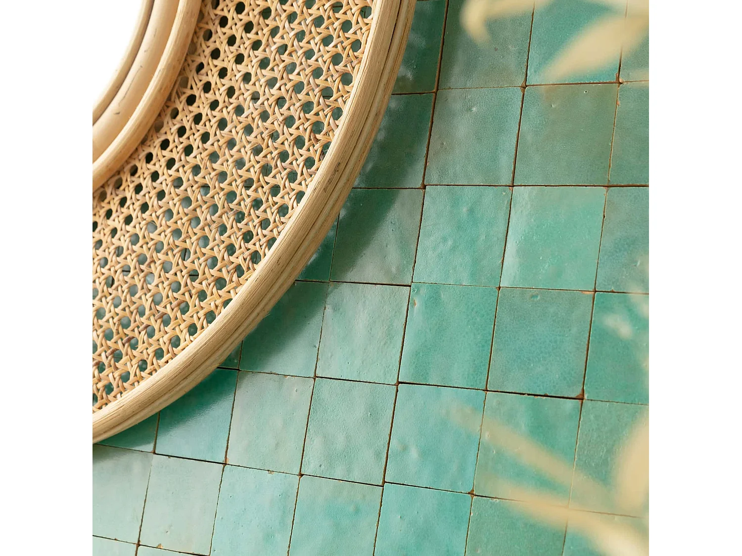 Carrelage Zellige Marocain Vert Pacifique 5x5 cm  (vendu par plaque de 30x30 cm soit 0,09 m²) - RO'MA NATURE
